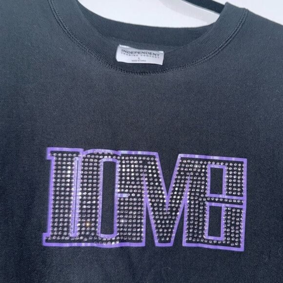 Independent Trading Company Black Rhinestone Love Sweatshirt L - Picture 3 of 7